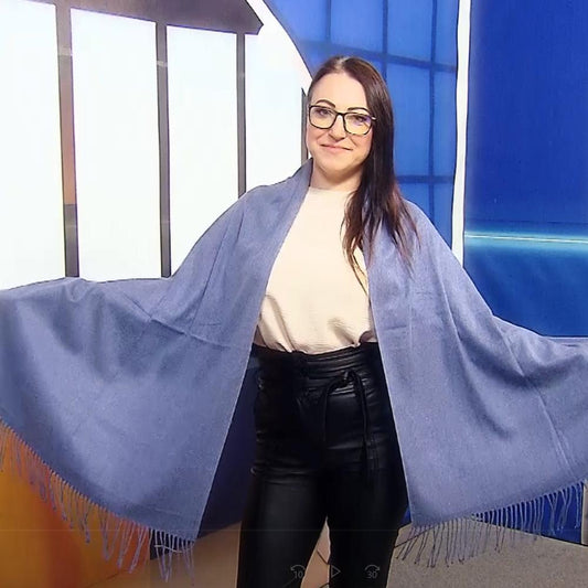 100% aito Pashmina-kashmirhuivi/-saali, 70 cm x 170 cm, farkunsininen
