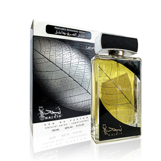 100 ml Eau de Perfume Najdia Silver - Mausteinen Santeli ja Tupakka Tuoksu Miehille