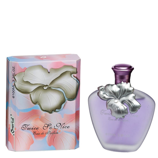 100 ml Eau de Perfume "TWICE SO NICE" Kukkainen ja puinen tuoksu naisille,  korkea 6%:n hajusteöljypitoisuus
