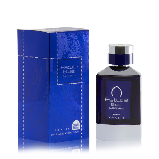 100 ml Eau de Perfume ASTUTE BLUE - Mausteinen ja puinen tuoksu miehille