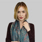 100% aito Pashmina-kashmirhuivi/-saali, 70 cm x 180 cm, kiiltävä, sinivihreä