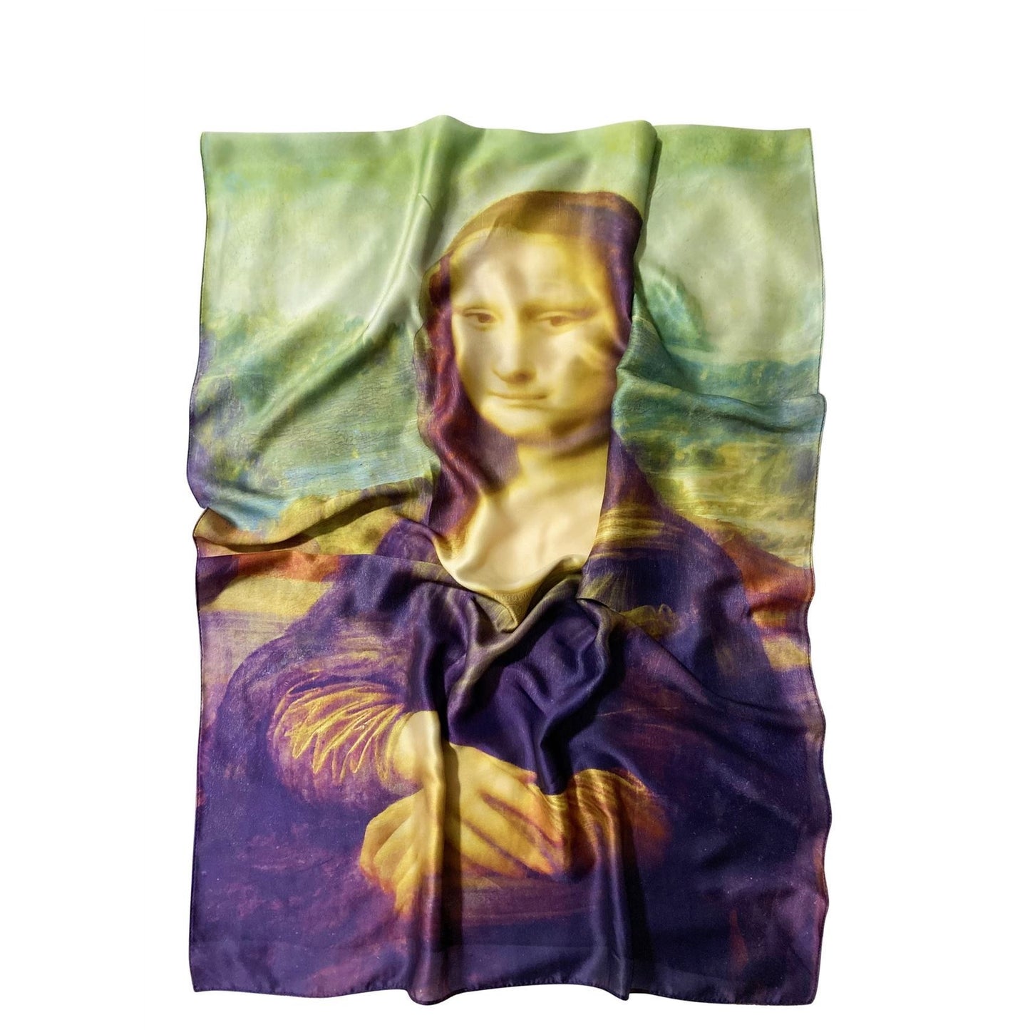 Silkkihuivi/-saali, 70 cm x 180 cm, Leonardo Da Vinci - Mona Lisa