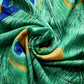 Silkkihuivi/-saali, 90 cm x 180 cm, riikinkukon sulat, vihreä