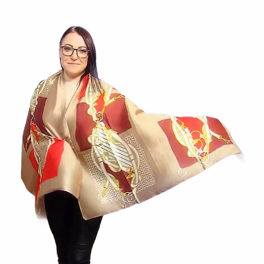 Silkkihuivi/-saali, 90 cm x 180 cm, solkikuvioitu