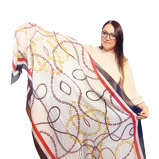Puuvillahuivi/-saali, 90 cm x 180 cm, ketjukuvioitu