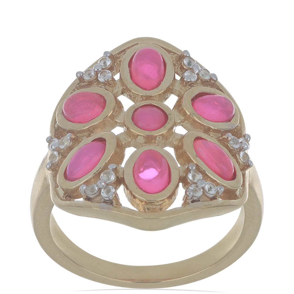 Kullattu hopeasormus Lega Dembin Vaaleanpunaisella Opaalilla