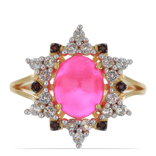 Kullattu hopeasormus Lega Dembin Vaaleanpunaisella Opaalilla ja Barton Granaatilla