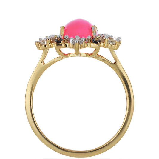 Kullattu hopeasormus Lega Dembin Vaaleanpunaisella Opaalilla ja Barton Granaatilla