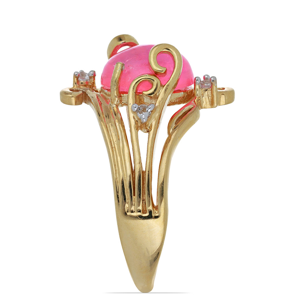 Kullattu hopeasormus Lega Dembin Vaaleanpunaisella Opaalilla ja Valkoisella Topaasilla