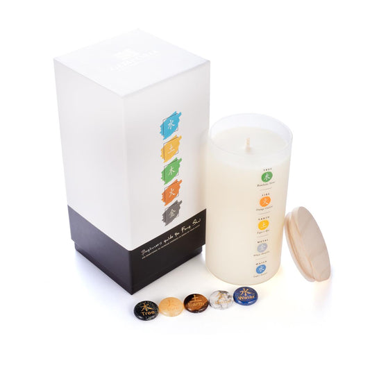 Gemporia: Feng Shui kynttilä, Salvia tuoksu viiden elementin jalokivillä ATGW 171cts.